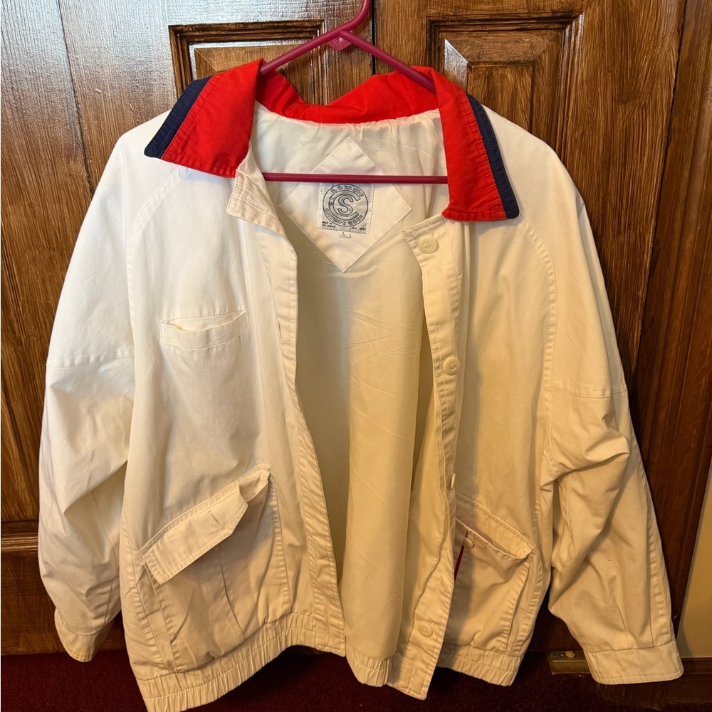 White and Red Bomber Jacket